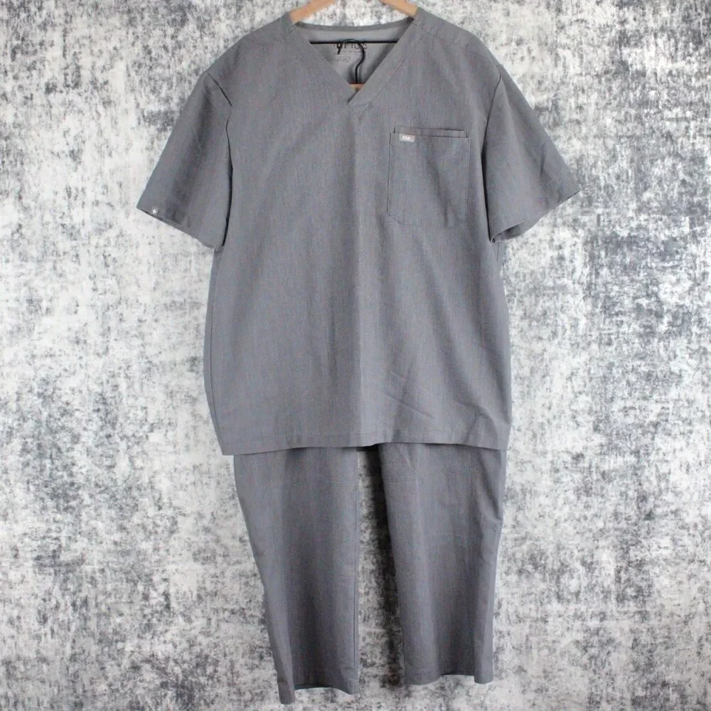 Figs Men’s Technical Collection Scrub Set Gray Pants XL/S T2001S -Top XXL FM1500